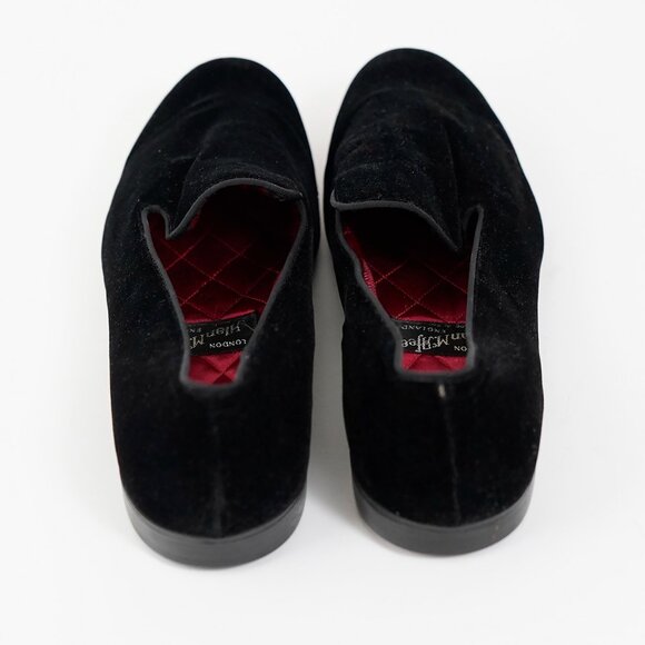Vintage Alan McAfee Black Velvet Slip On Loafers, Made in England, Size 10 - Picture 4 of 11